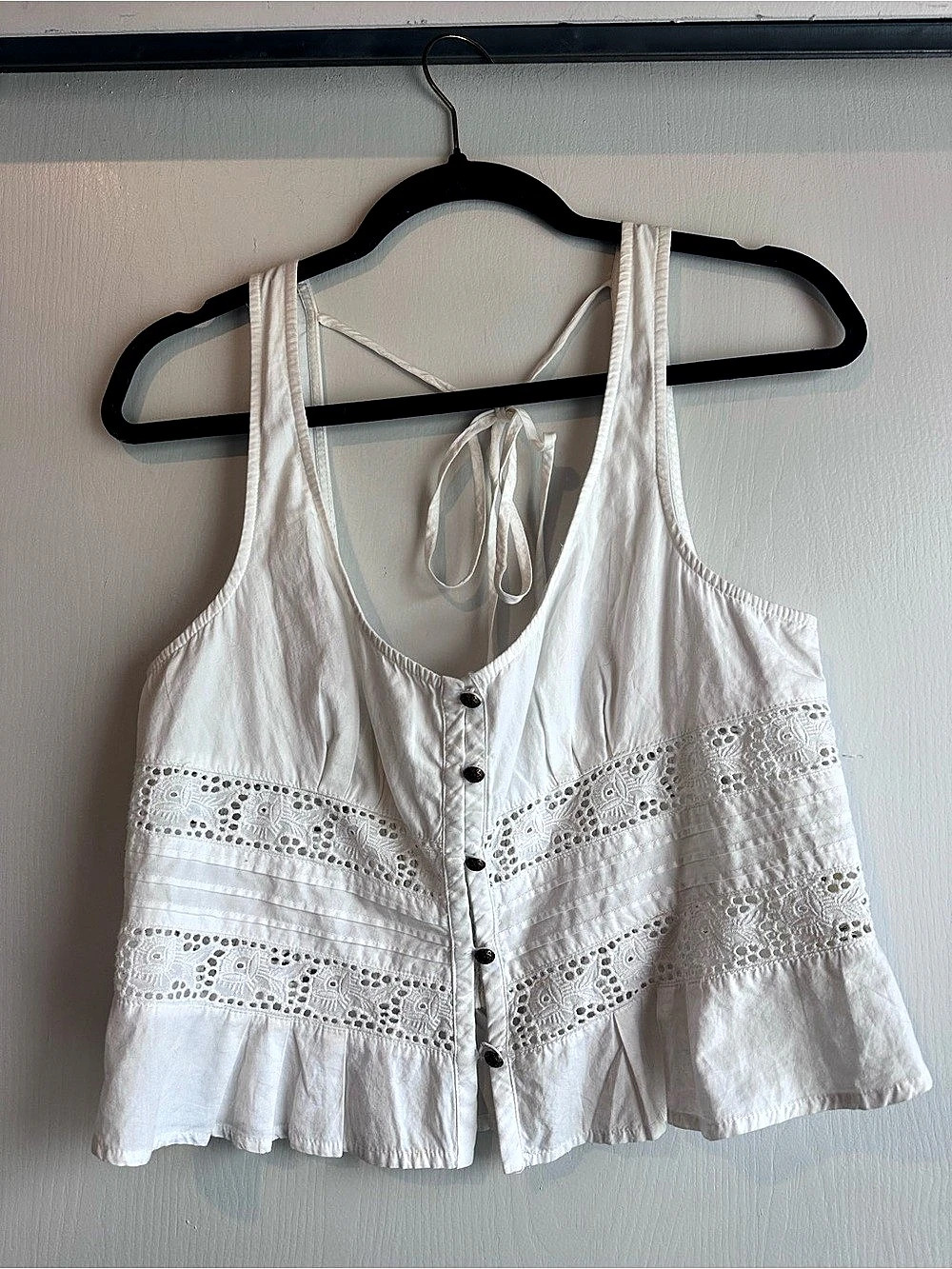 Free People Eyelet Peplum Cami in White Size Medium